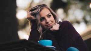 Woman drinking coffee during morning pages.